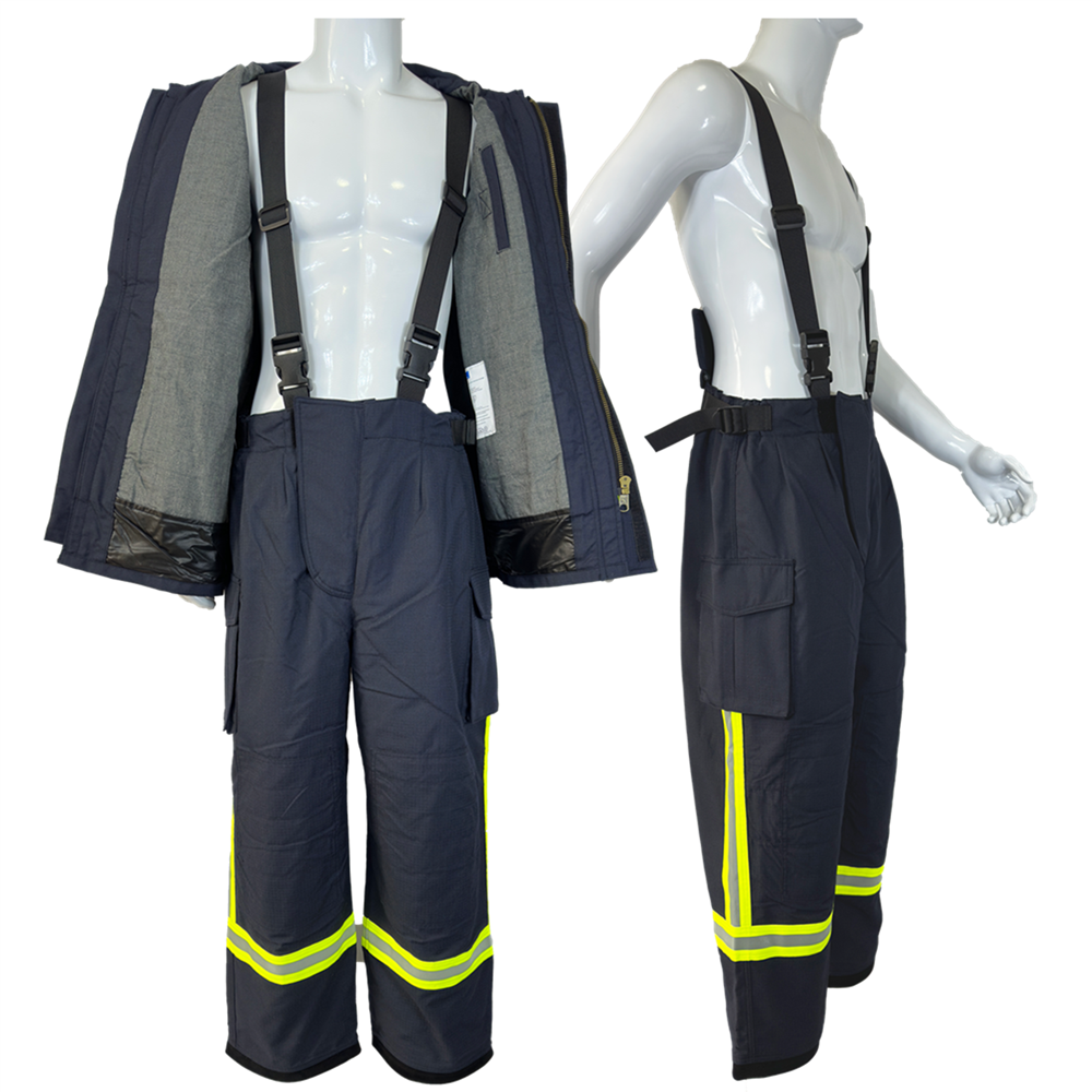 RS9028 ネイビー ブルー 高性能 EN 469 認証 消防士用スーツ、中国